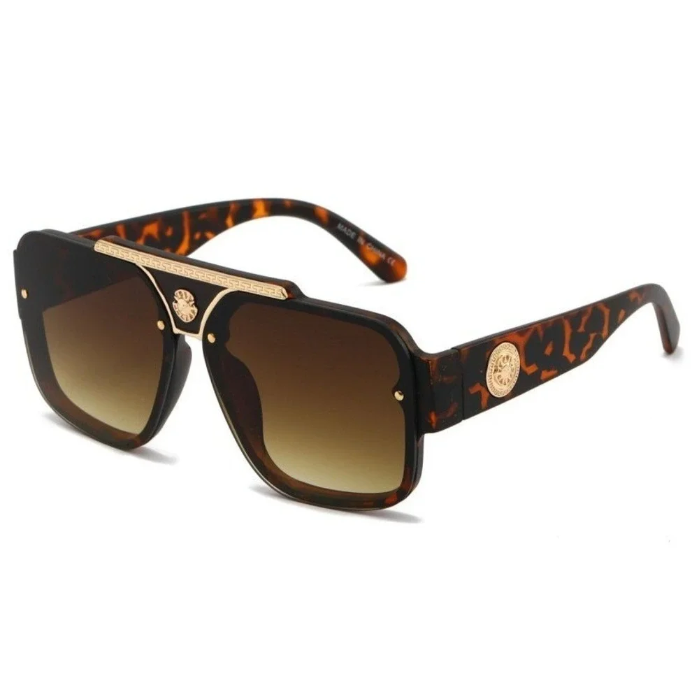 Fashion Men Sunglasses Hip Hop Brown Lens Square Retro Designer UV400 Protect‎